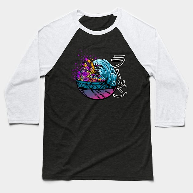 Waves Ramen Baseball T-Shirt by vamarik